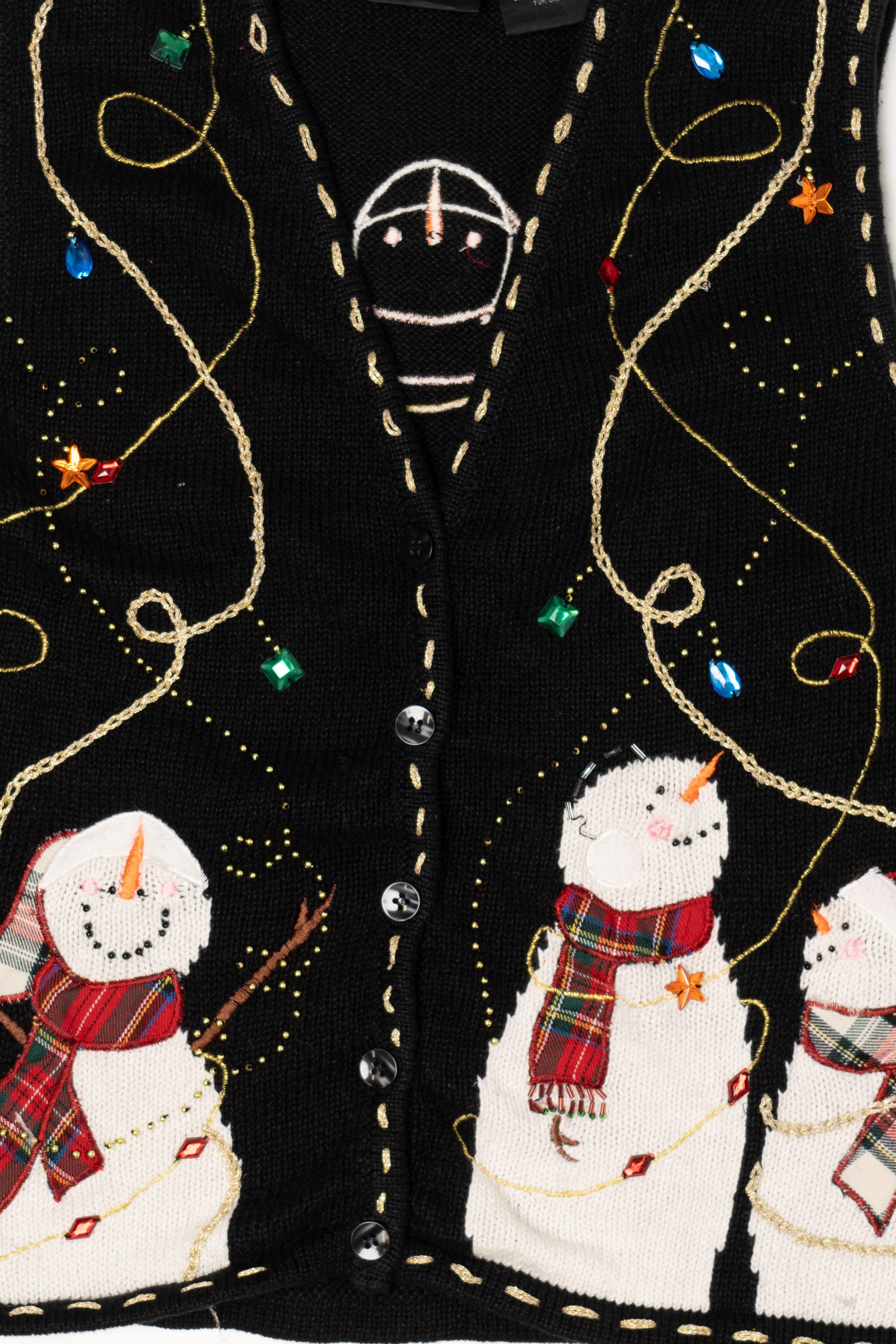 Vintage Black In Resource Snowmen Ugly Christmas Vest (2000s)