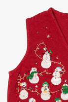 Vintage Red  Snowmen Tower Ugly Christmas Vest (2000s)