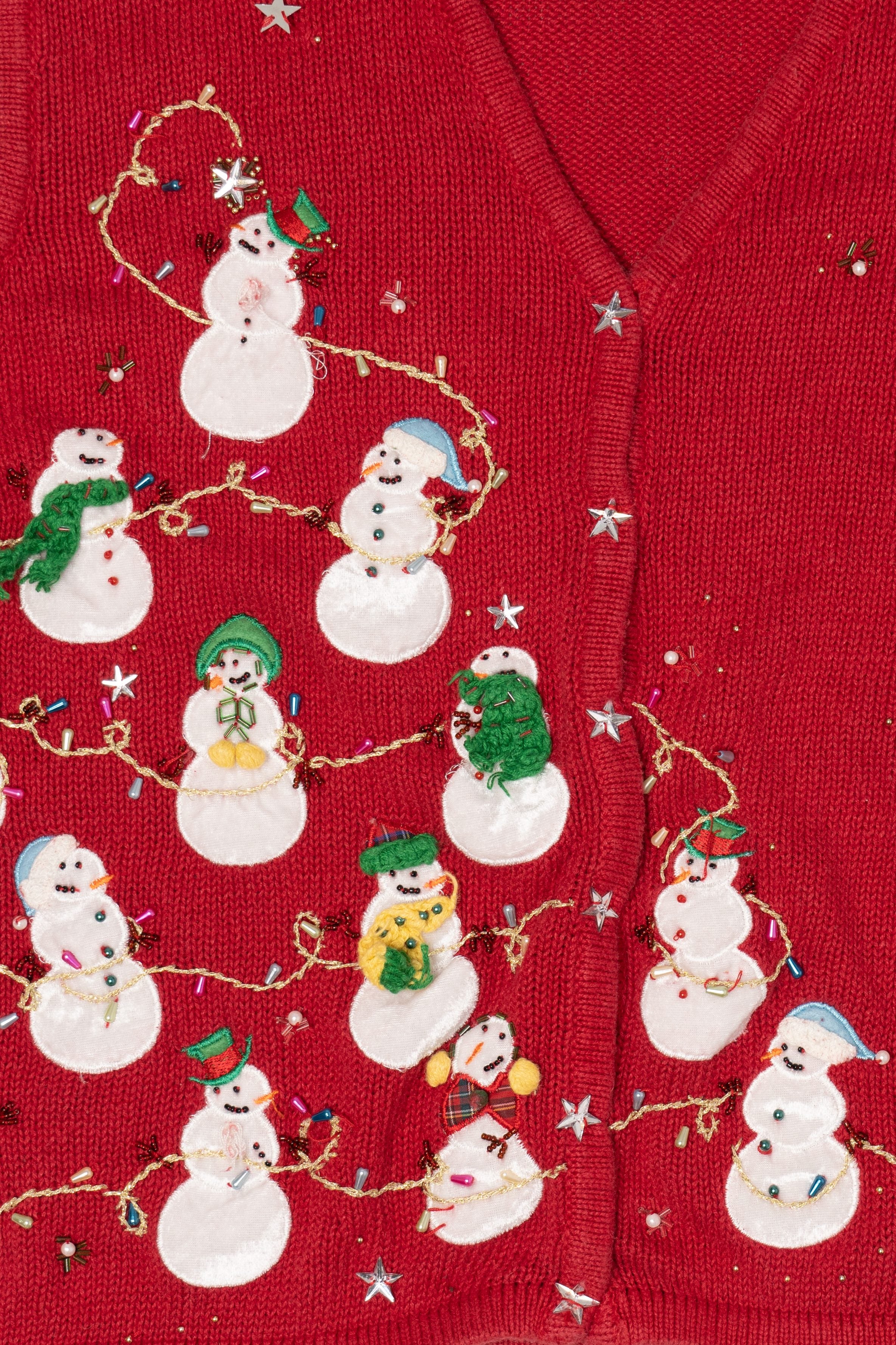 Vintage Red  Snowmen Tower Ugly Christmas Vest (2000s)