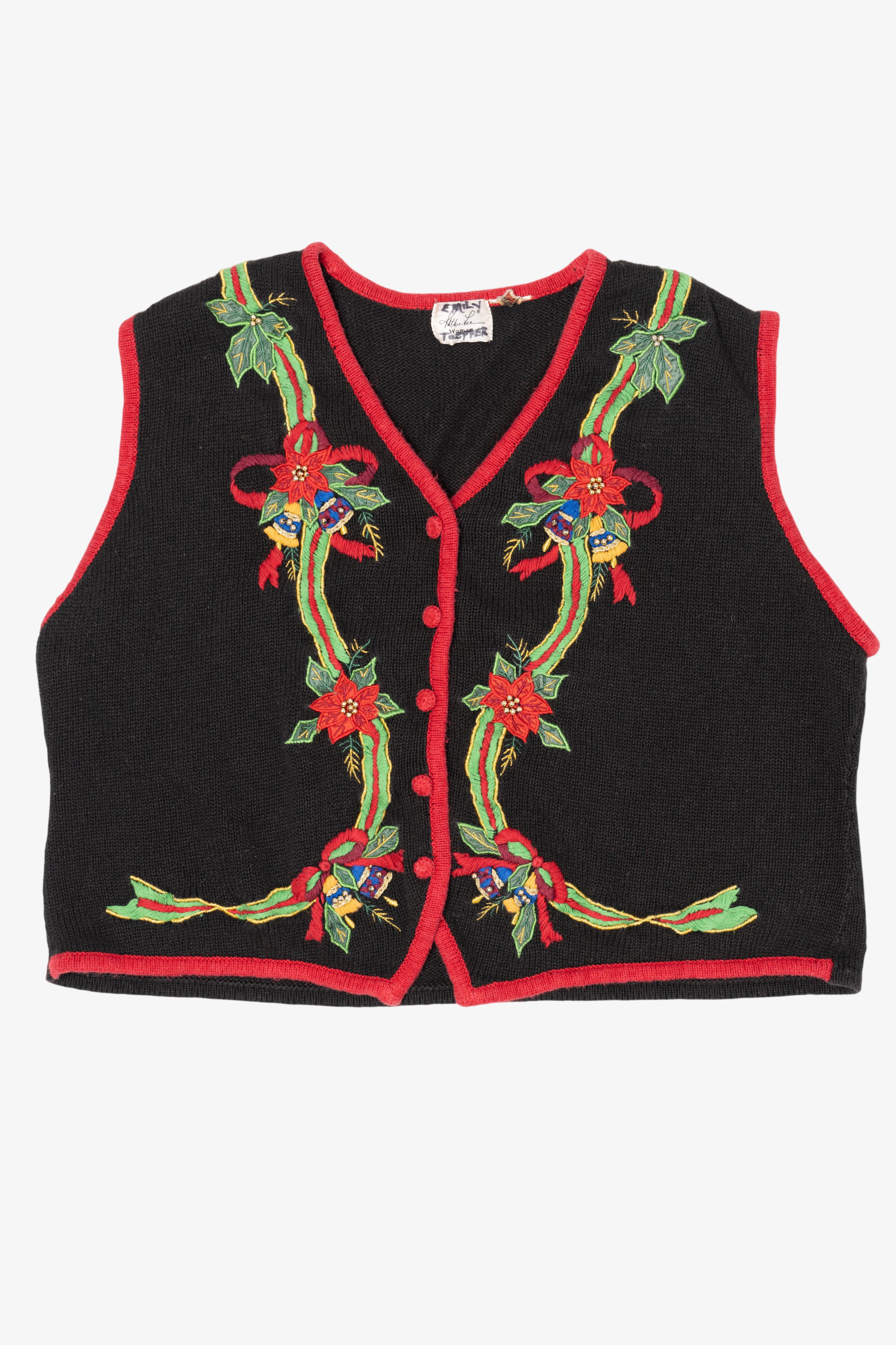 Vintage Black Kathie Lee Bells Ugly Christmas Vest (1990s)