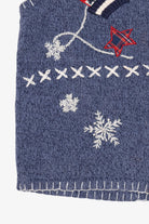 Vintage Blue Bobbie Brooks Winter Mittens Ugly Christmas Vest (1990s)