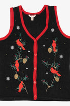 Black White Stag Cardinals Ugly Christmas Vest (2000s)