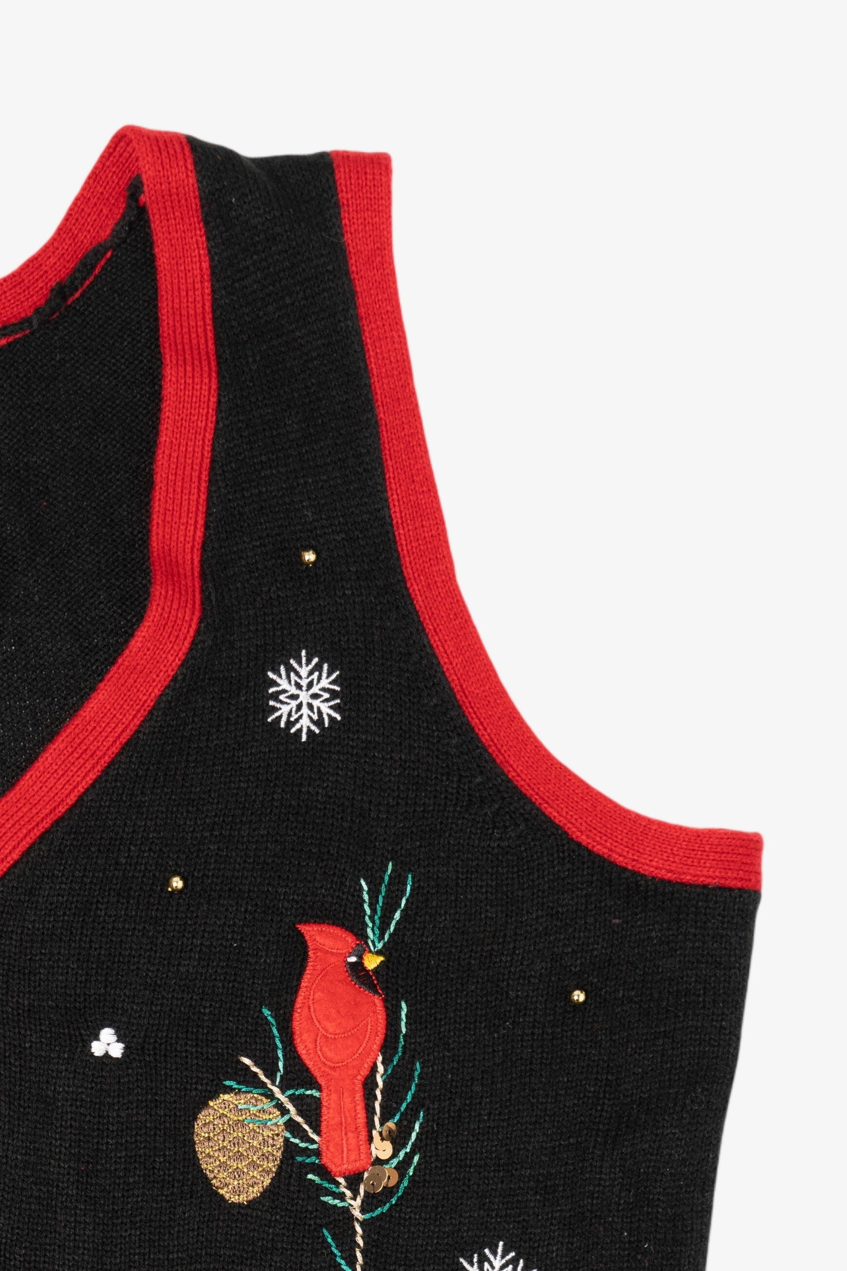 Black White Stag Cardinals Ugly Christmas Vest (2000s)