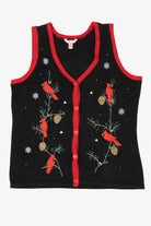 Black White Stag Cardinals Ugly Christmas Vest (2000s)