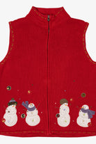 Vintage Red Christopher & Banks Snowmen Ugly Christmas Vest (2000s)