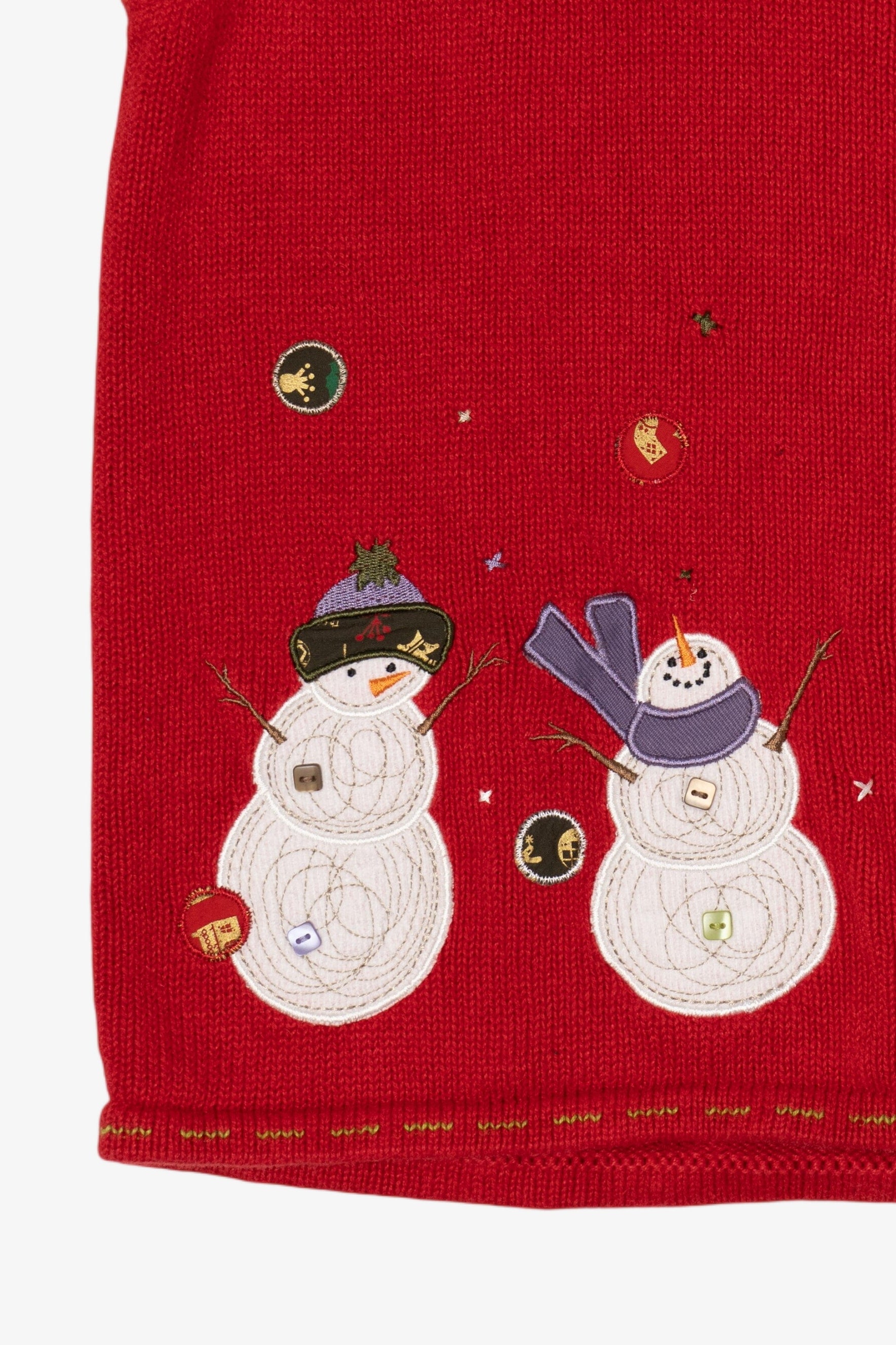 Vintage Red Christopher & Banks Snowmen Ugly Christmas Vest (2000s)