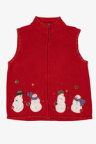 Vintage Red Christopher & Banks Snowmen Ugly Christmas Vest (2000s)