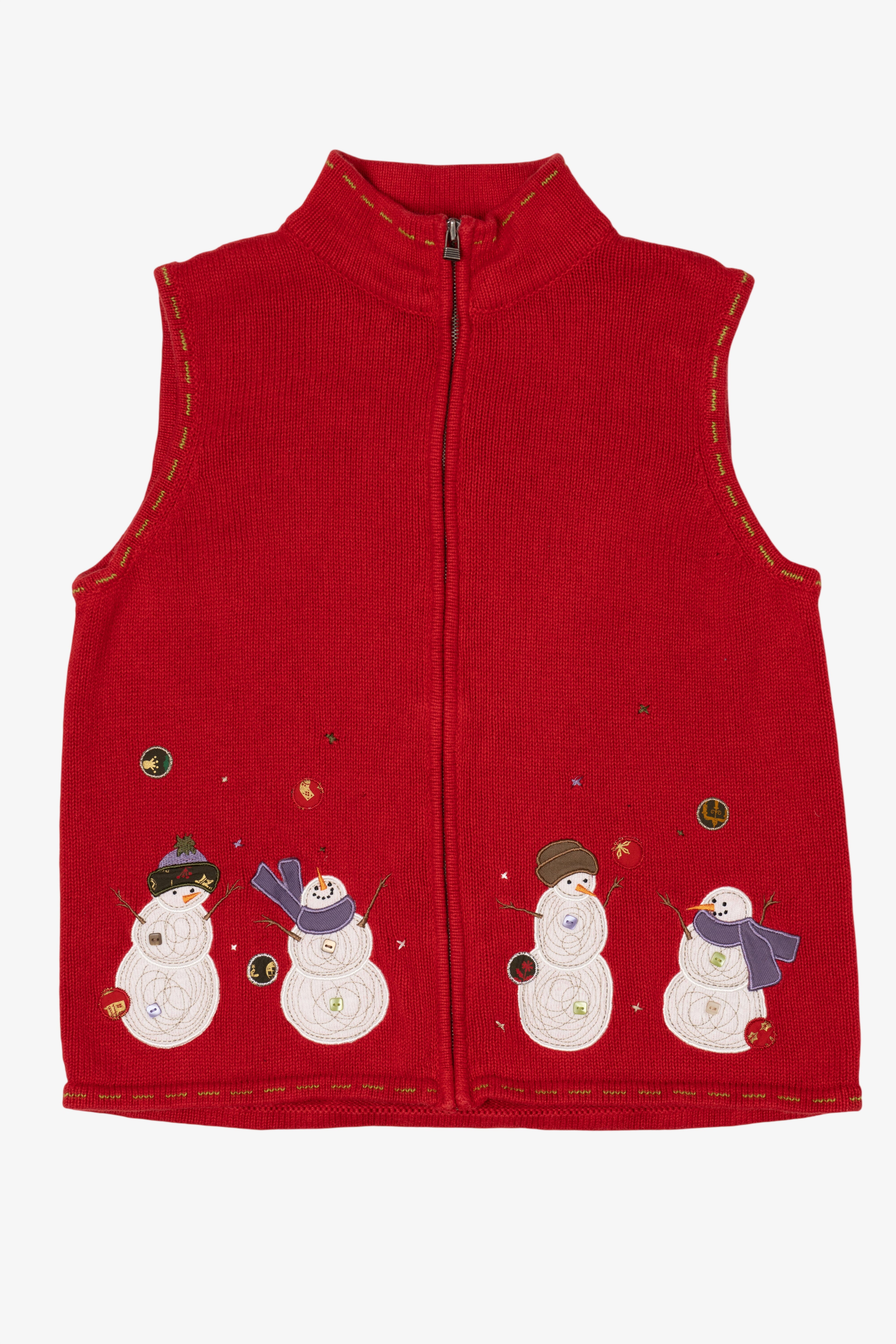 Vintage Red Christopher & Banks Snowmen Ugly Christmas Vest (2000s)