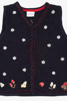 Vintage Hand Embroidered Christopher & Banks Snowflakes Ugly Christmas Vest (2000s)