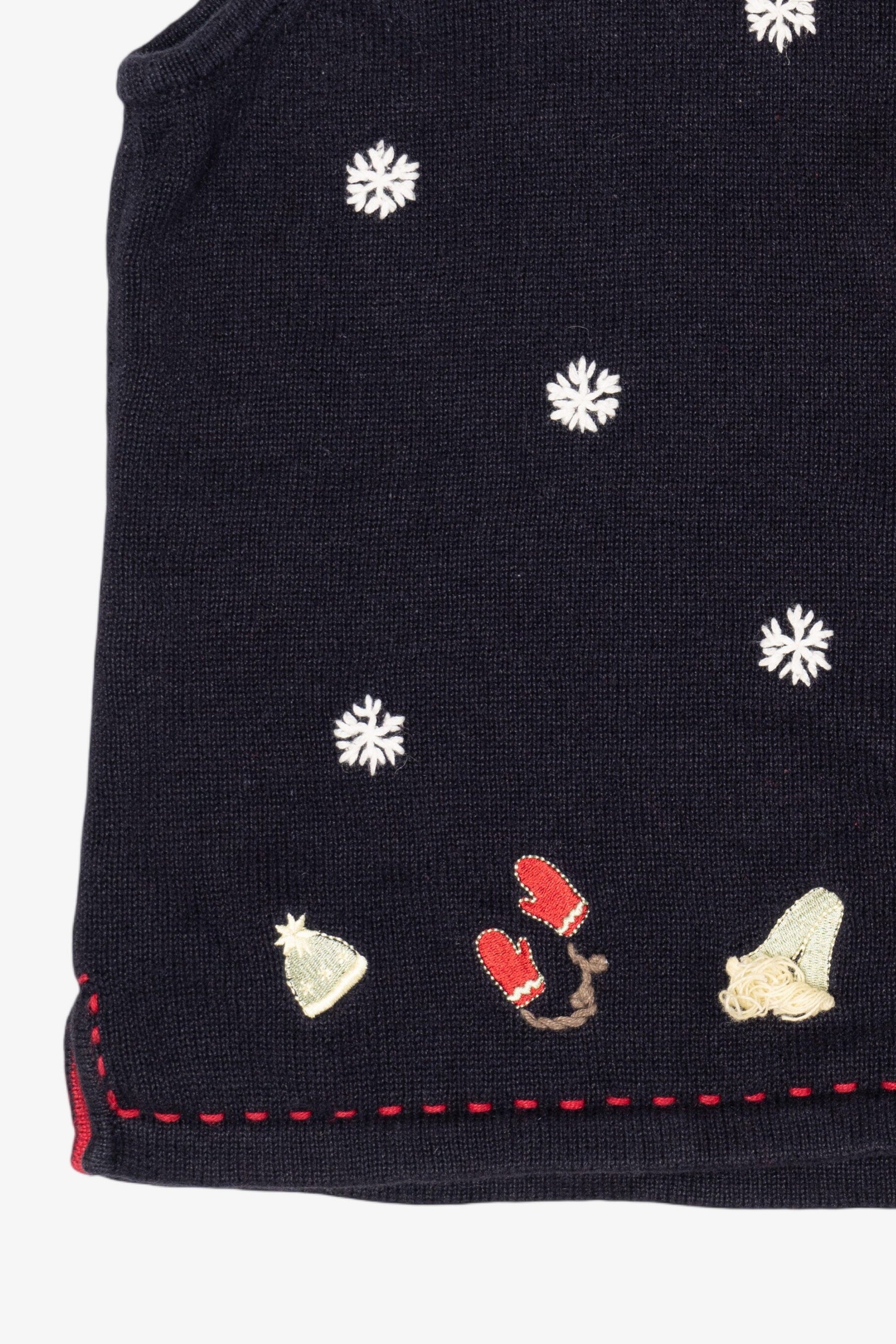 Vintage Hand Embroidered Christopher & Banks Snowflakes Ugly Christmas Vest (2000s)