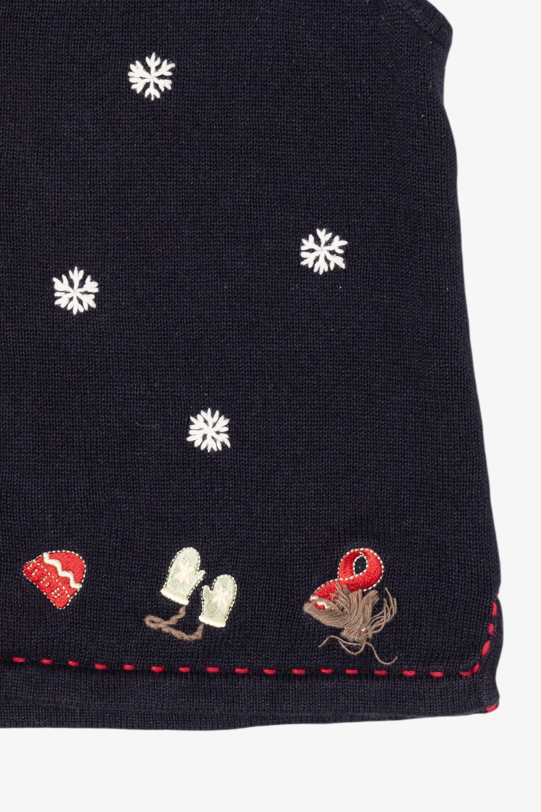 Vintage Hand Embroidered Christopher & Banks Snowflakes Ugly Christmas Vest (2000s)