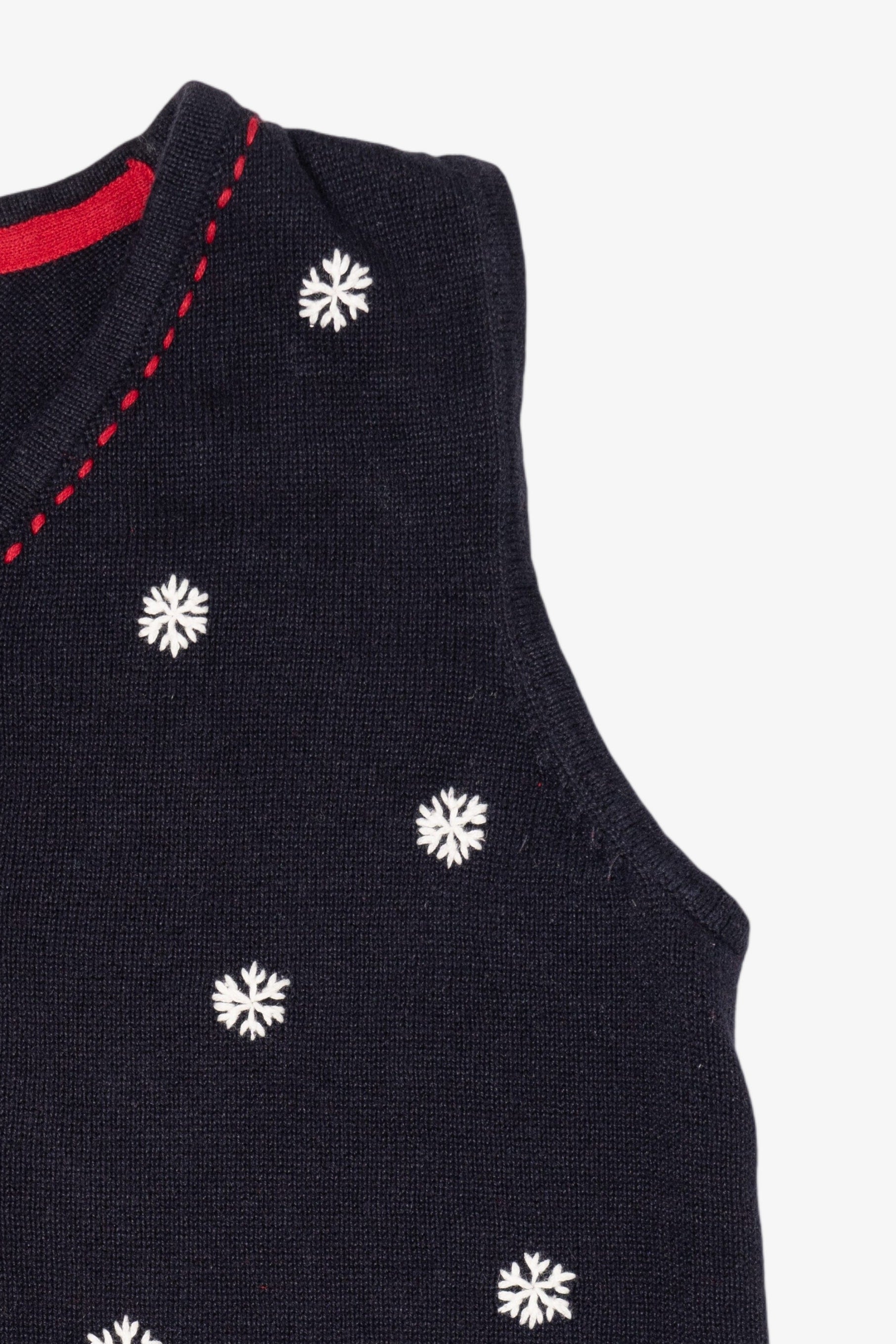 Vintage Hand Embroidered Christopher & Banks Snowflakes Ugly Christmas Vest (2000s)