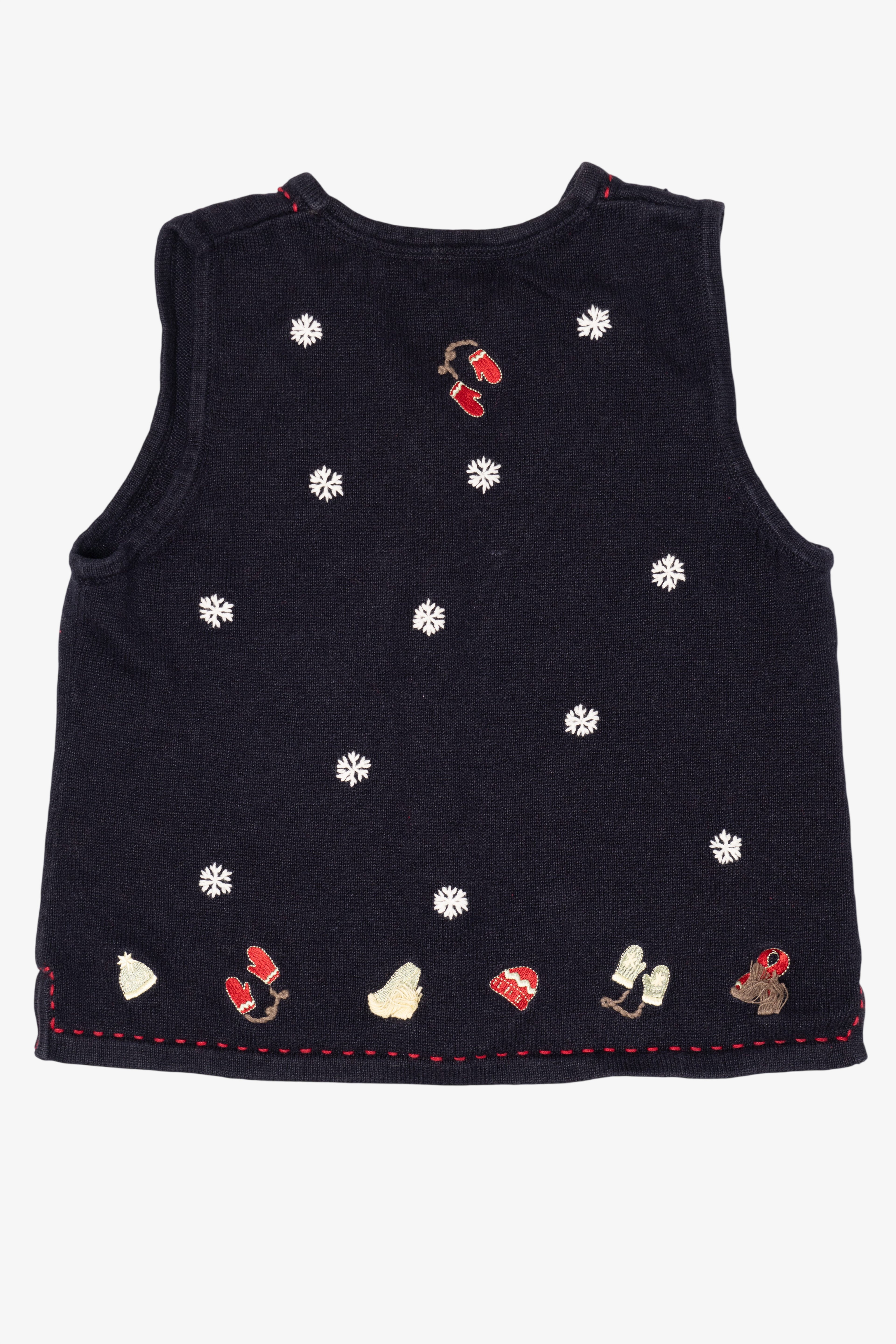 Vintage Hand Embroidered Christopher & Banks Snowflakes Ugly Christmas Vest (2000s)