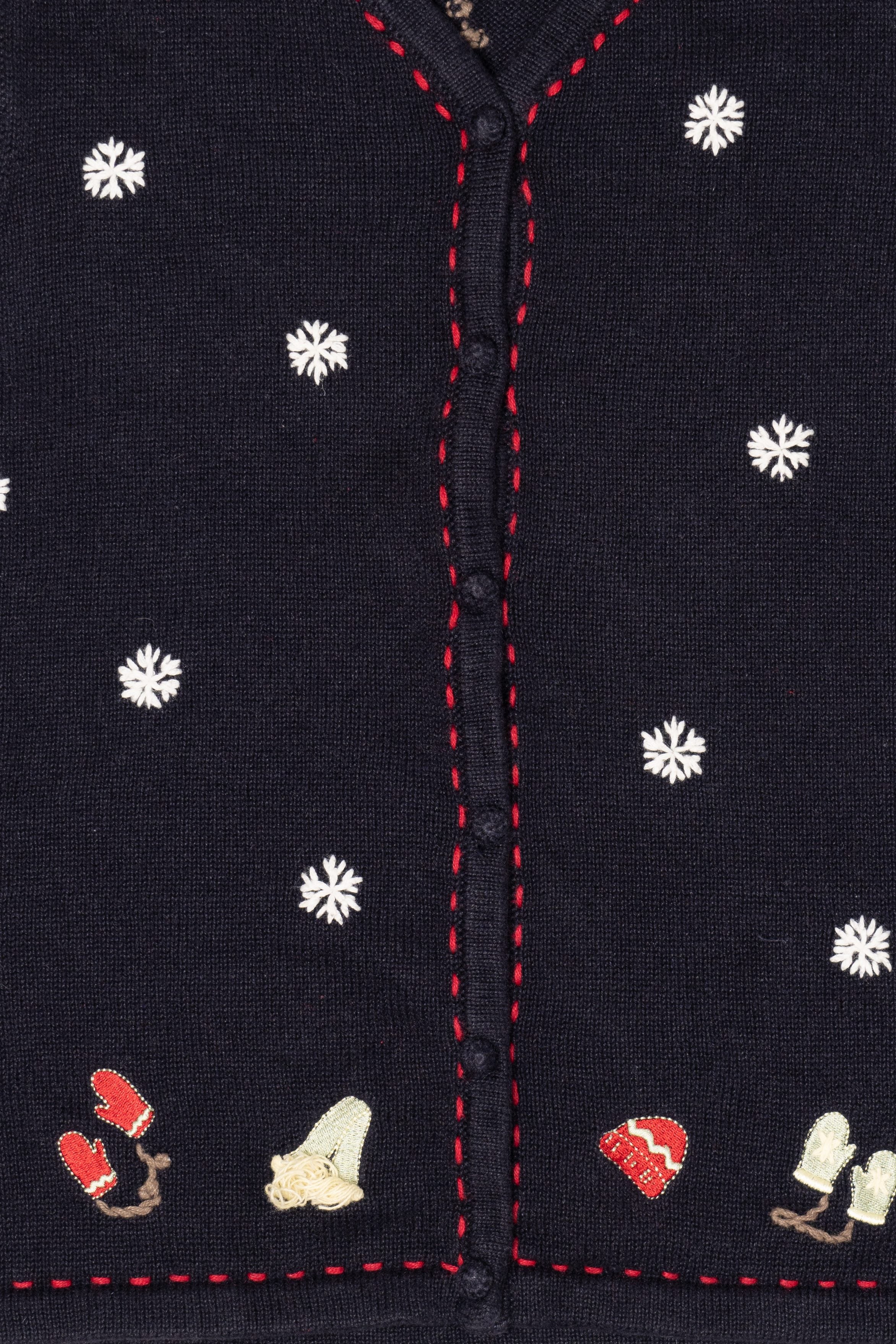 Vintage Hand Embroidered Christopher & Banks Snowflakes Ugly Christmas Vest (2000s)