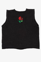 Vintage Black Bobbie Brooks Poinsettias Ugly Christmas Vest (1990s)