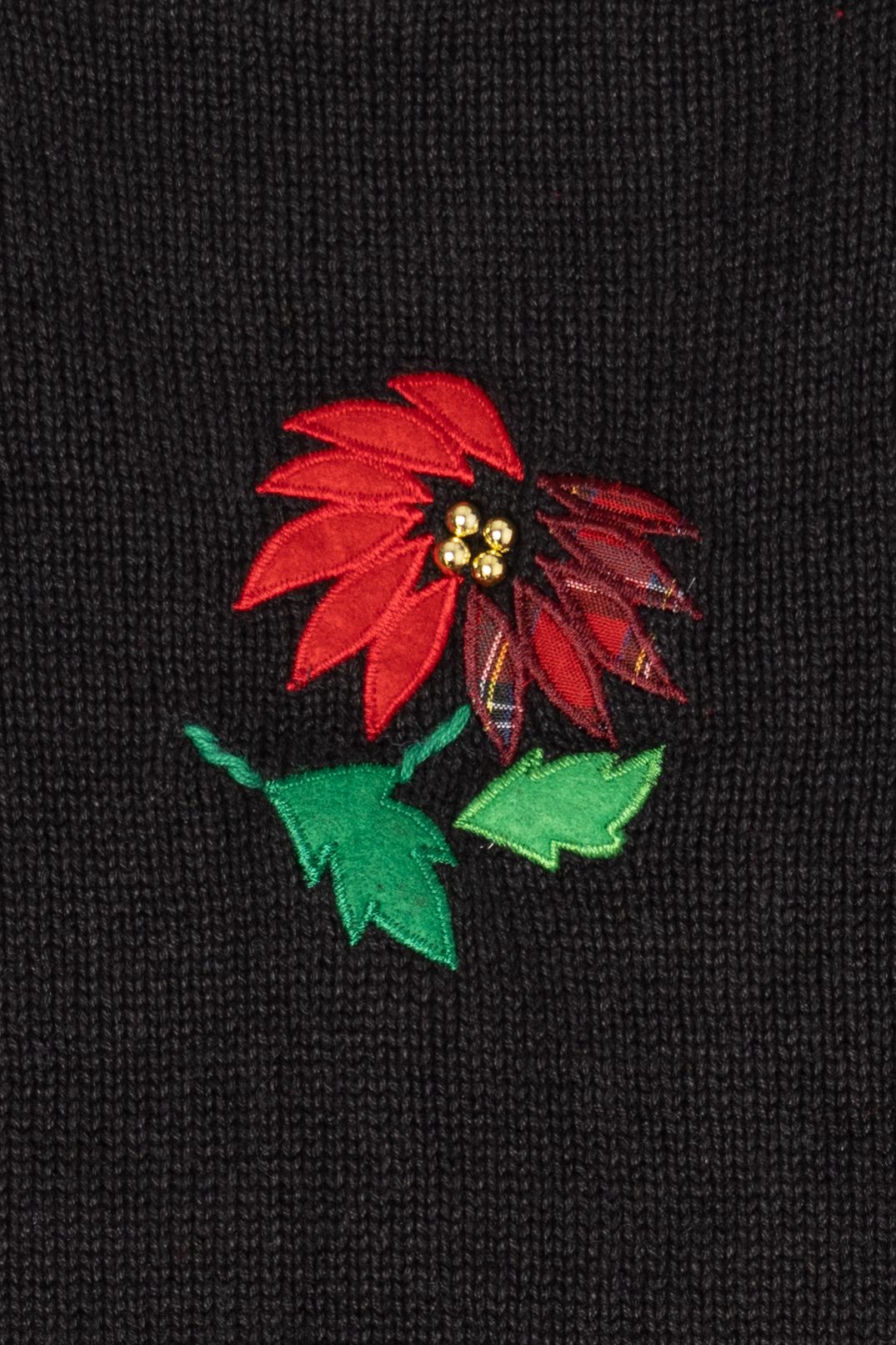 Vintage Black Bobbie Brooks Poinsettias Ugly Christmas Vest (1990s)