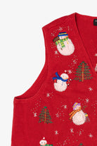 Vintage Red Hampshire Studio Snowmen Ugly Christmas Vest (1990s)