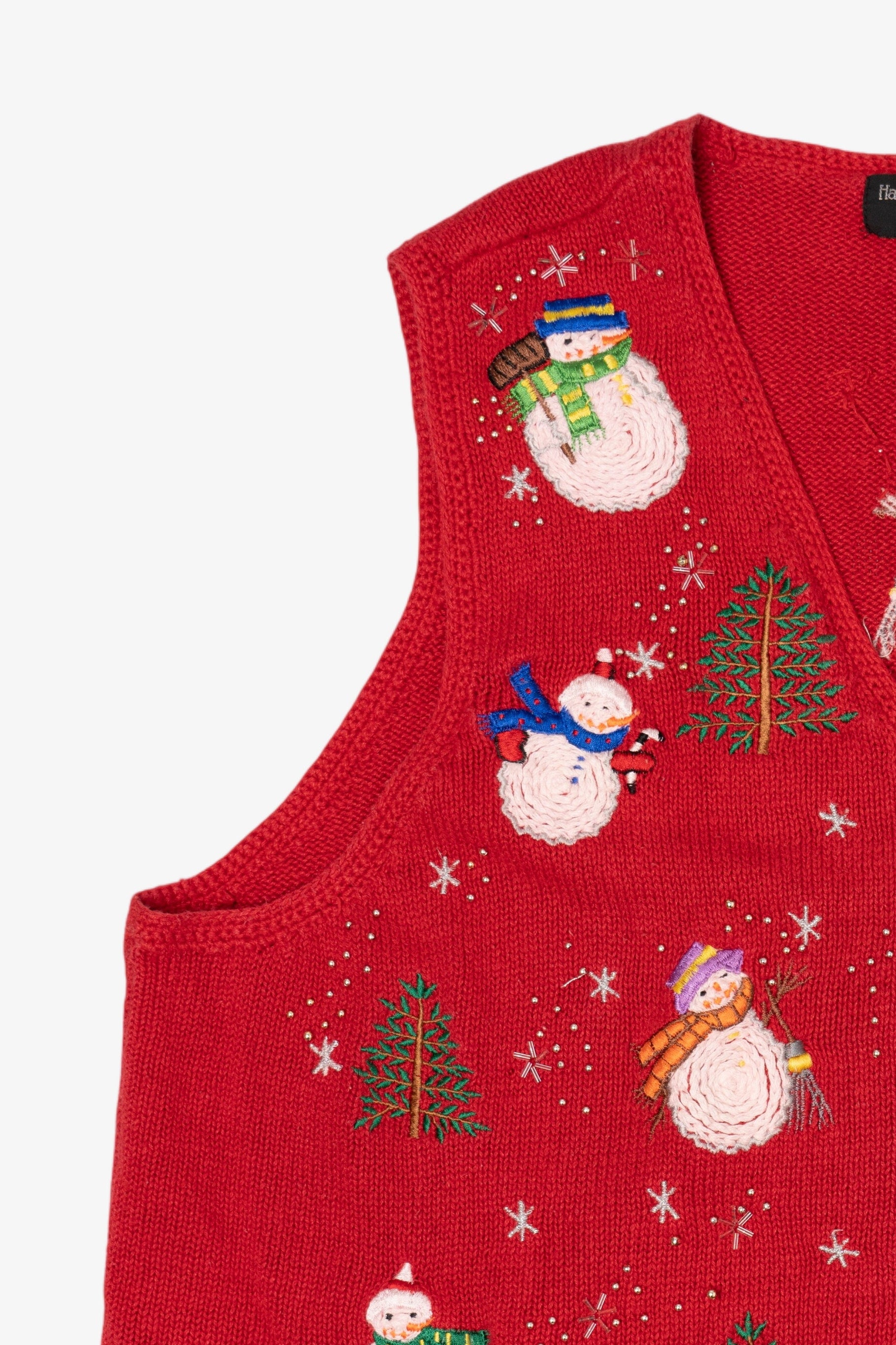 Vintage Red Hampshire Studio Snowmen Ugly Christmas Vest (1990s)