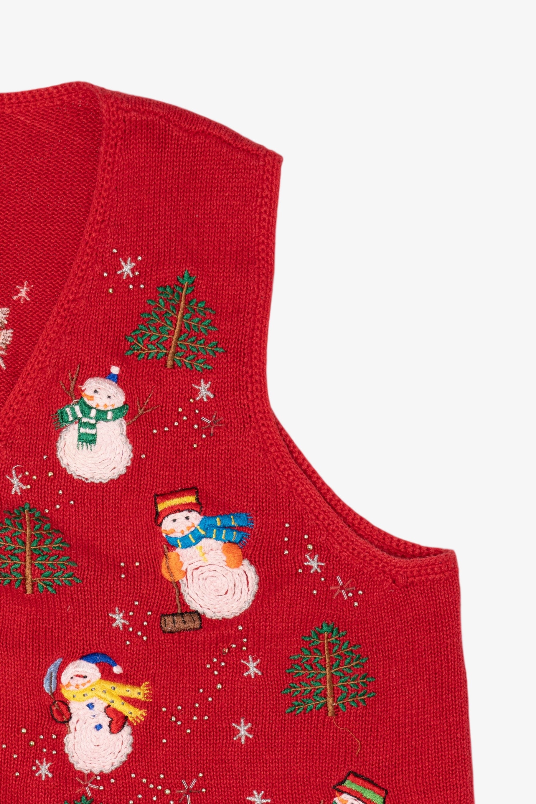 Vintage Red Hampshire Studio Snowmen Ugly Christmas Vest (1990s)