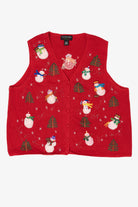 Vintage Red Hampshire Studio Snowmen Ugly Christmas Vest (1990s)
