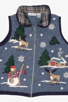Vintage Blue Victoria Jones Reindeer Ugly Christmas Vest (2000s)