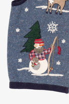 Vintage Blue Victoria Jones Reindeer Ugly Christmas Vest (2000s)