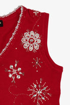 Vintage Red Theme Works Bejeweled Snowflakes Ugly Christmas Sweater (2000s)