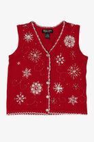 Vintage Red Theme Works Bejeweled Snowflakes Ugly Christmas Sweater (2000s)