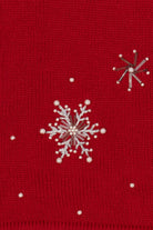 Vintage Red Theme Works Bejeweled Snowflakes Ugly Christmas Sweater (2000s)