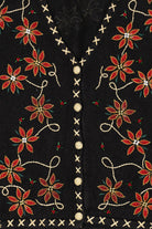 Vintage Black Bobbie Brooks Poinsettias Ugly Christmas Vest (1990s)