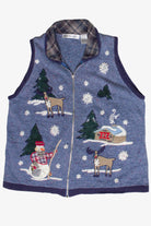 Vintage Victoria Jones Reindeer Cabin Zip Up Ugly Christmas Vest