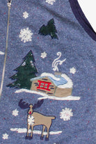 Vintage Victoria Jones Reindeer Cabin Zip Up Ugly Christmas Vest