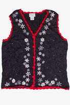 Vintage Basic Editions Crochet Trim Snowflake Ugly Christmas Vest