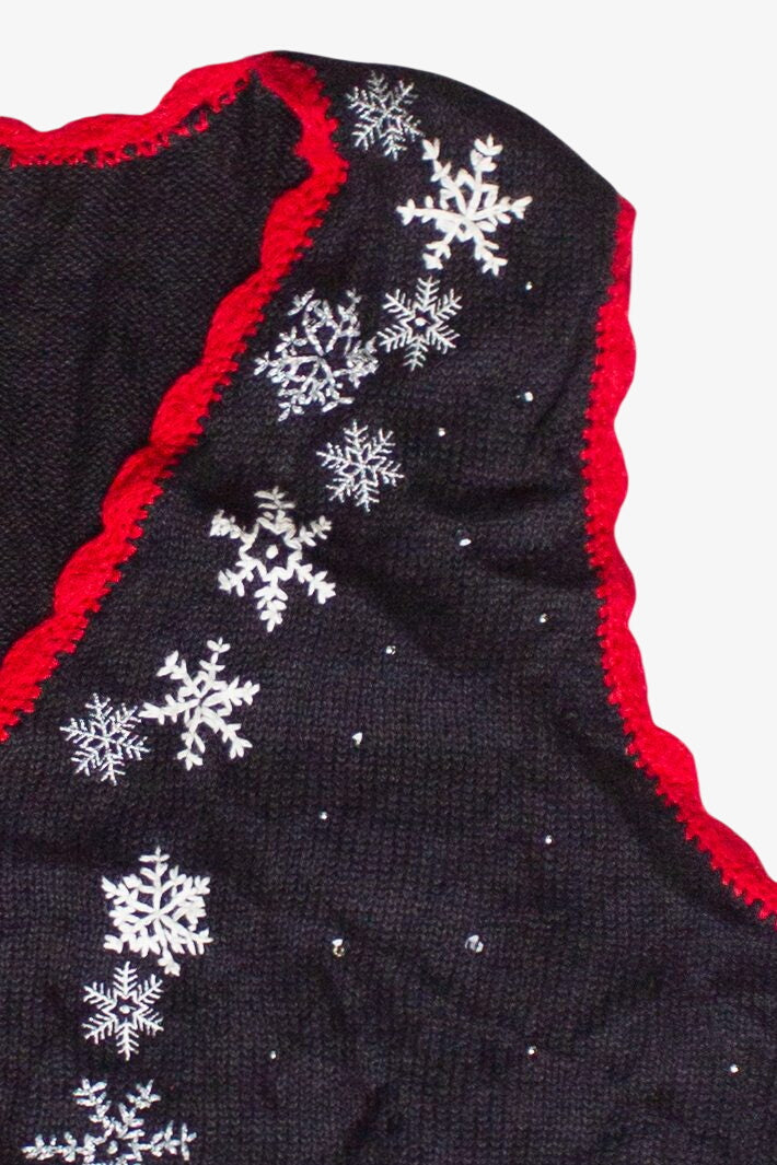 Vintage Basic Editions Crochet Trim Snowflake Ugly Christmas Vest