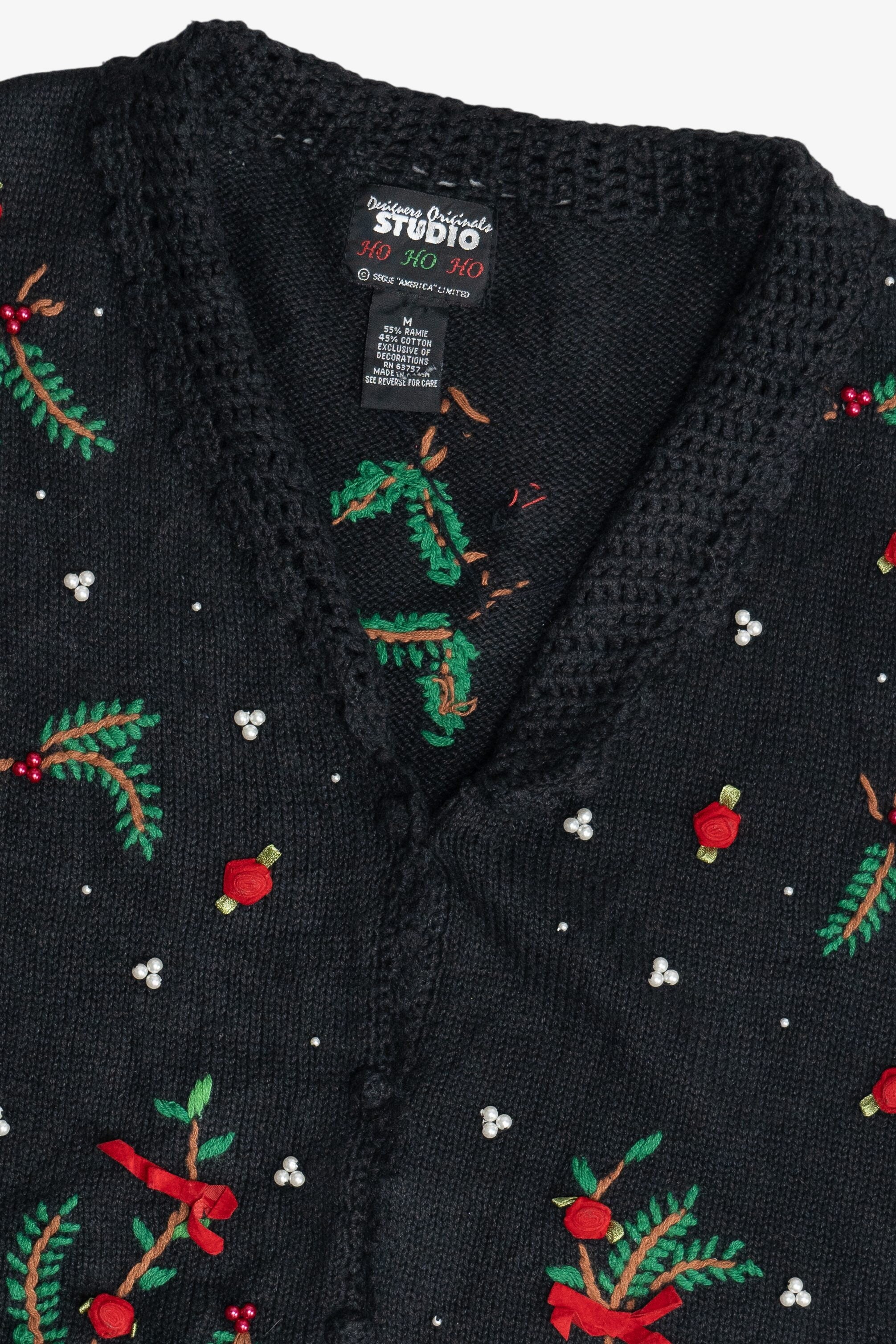 Vintage Holiday Pine & Bows Ugly Christmas Vest (1990s)