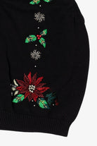 Vintage Black Tabi International Holly And Poinsettias Ugly Christmas Vest