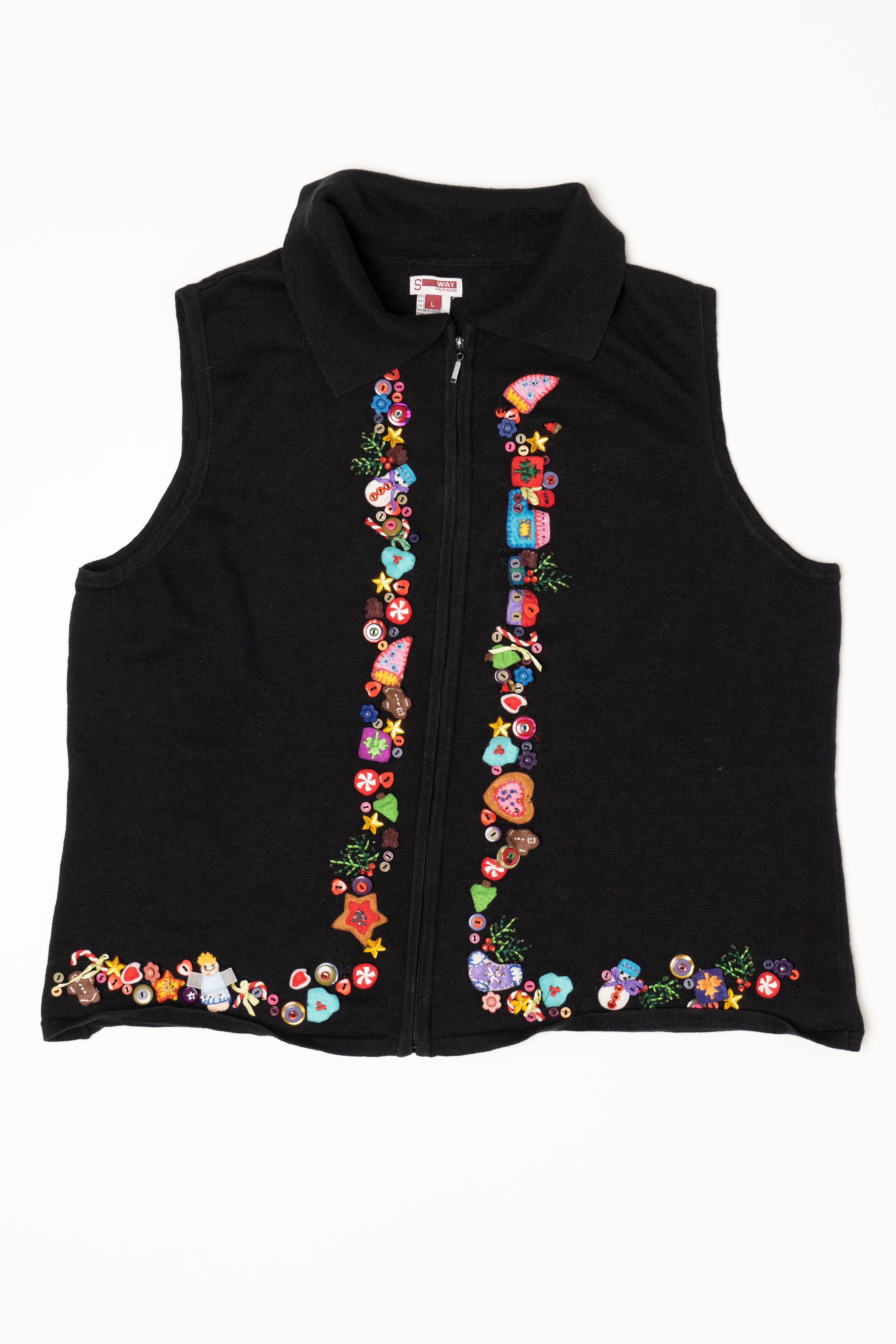 Vintage Black S Way Ugly Christmas Vest (2000s)