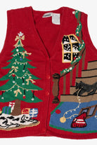 Vintage Red Capacity  Christmas Morning Ugly Christmas Vest (1990s)