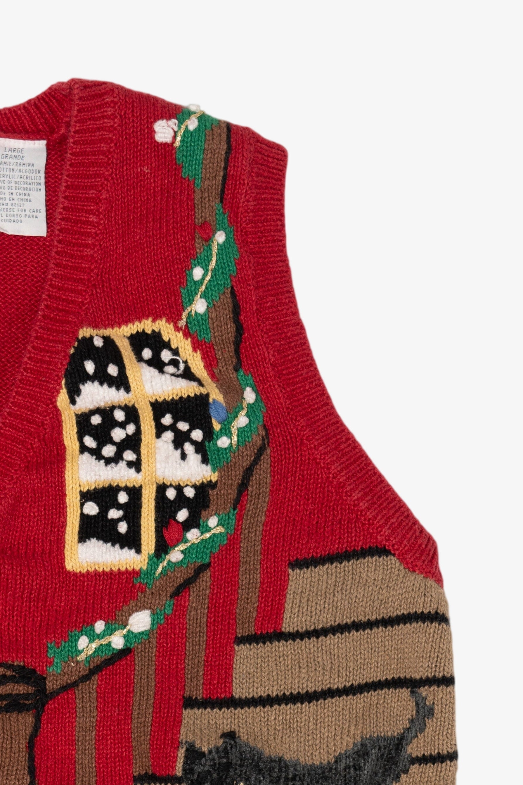 Vintage Red Capacity  Christmas Morning Ugly Christmas Vest (1990s)