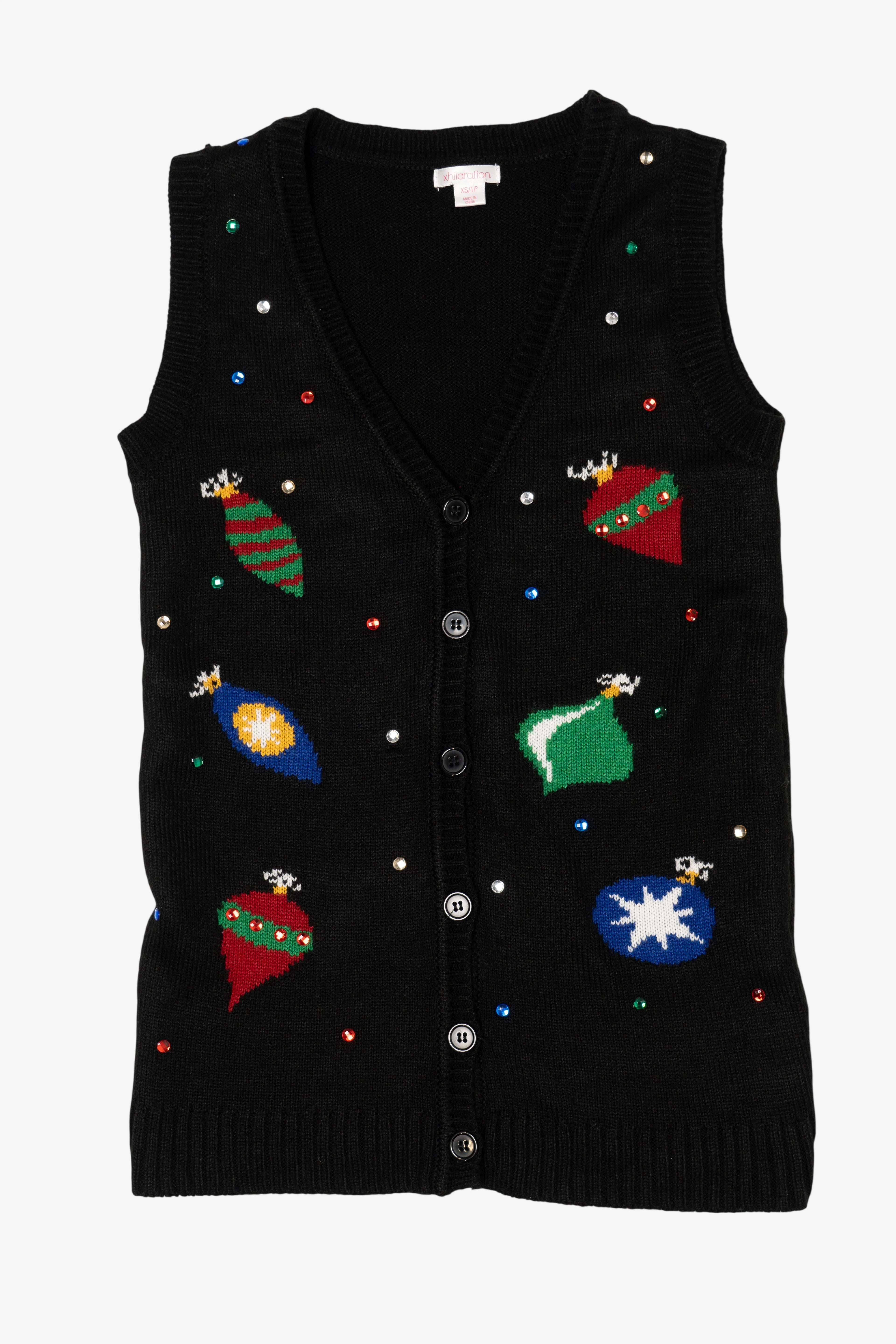 Black Xhilaration Ornaments Ugly Christmas Vest (2010s)