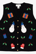 Vintage Black Croft & Barrow Snowmen Ugly Christmas Vest (2000s)