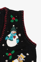 Vintage Black Victoria Jones Snowmen Ugly Christmas Vest (2000s)