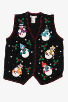 Vintage Black Victoria Jones Snowmen Ugly Christmas Vest (2000s)