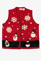 Vintage Red Basic Editions Snowmen Ugly Christmas Vest (1990s)