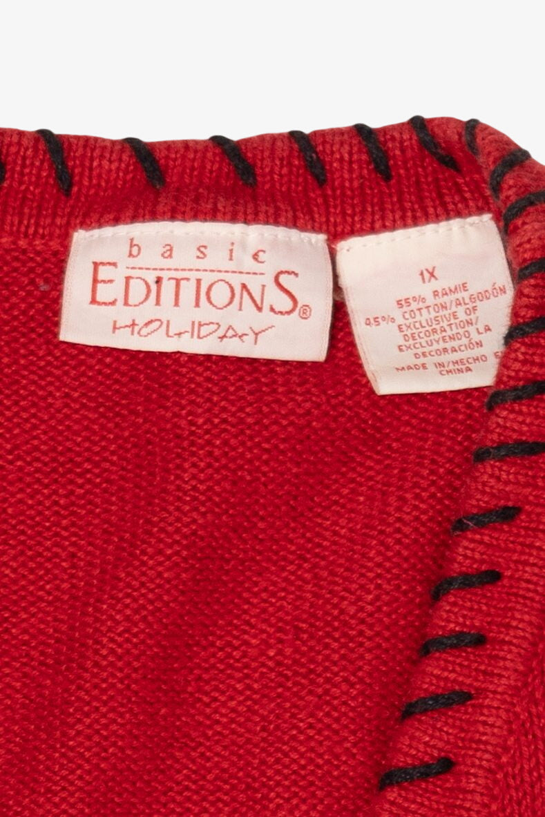 Vintage Red Basic Editions Snowmen Ugly Christmas Vest (1990s)