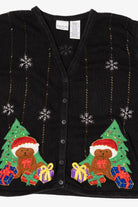 Vintage Black Bobbie Brooks Teddy Bears Ugly Christmas Vest (1990s)