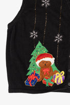 Vintage Black Bobbie Brooks Teddy Bears Ugly Christmas Vest (1990s)