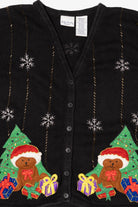 Vintage Black Bobbie Brooks Teddy Bears Ugly Christmas Vest (1990s)