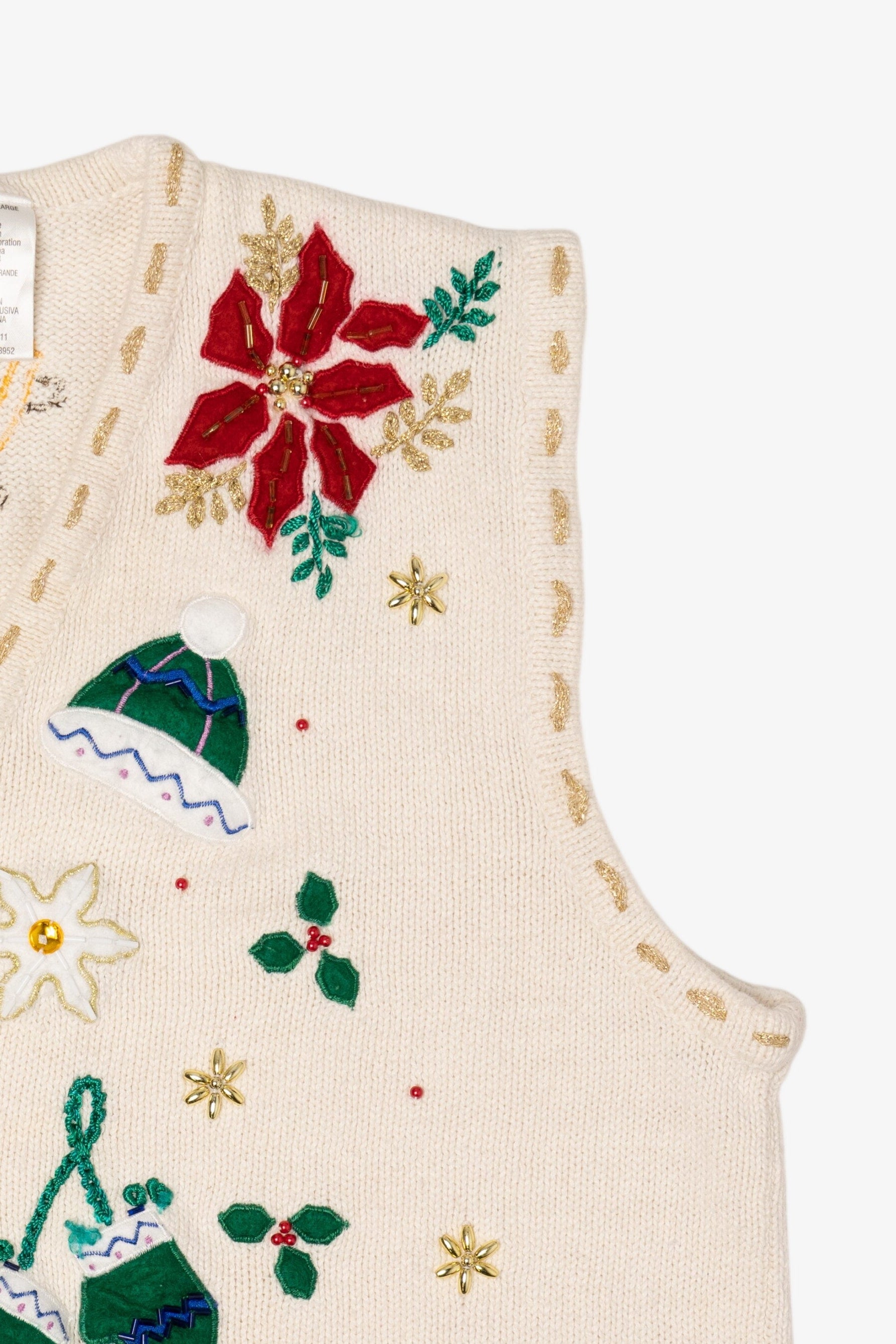 Vintage White Bobbie Brooks Sleds Ugly Christmas Vest (2000s)