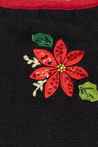 Vintage Black White Stag Poinsettias Ugly Christmas Vest (1990s)